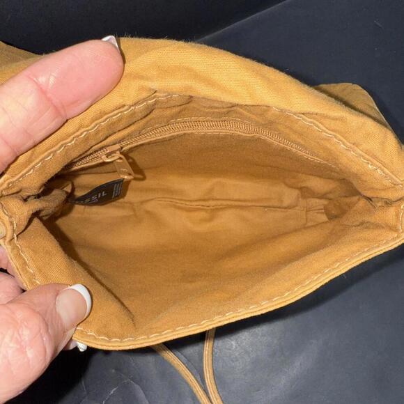 Fossil Boho Brown Leather Crossbody Bag Purse Key Adjustable Vintage Y2K - Picture 8 of 14